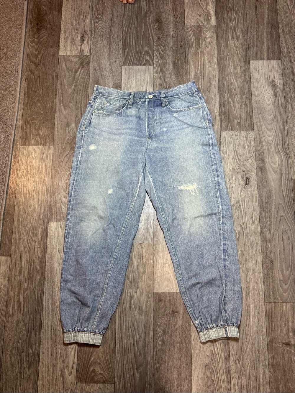 Rag & Bone Women's Size Large Blue Denim Print Miramar Jogger Pants